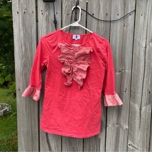 Dainty‎ Jewells Pink Ruffle Accent Long Sleeve Blouse size S